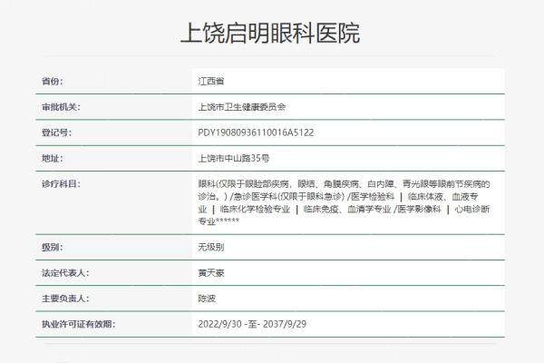 江西上饶启明眼科医院医生团队实力强大及骨干医生简介