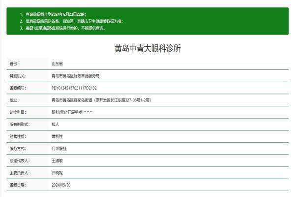 青岛中青大眼科医院（平度店）地址电话营业时间